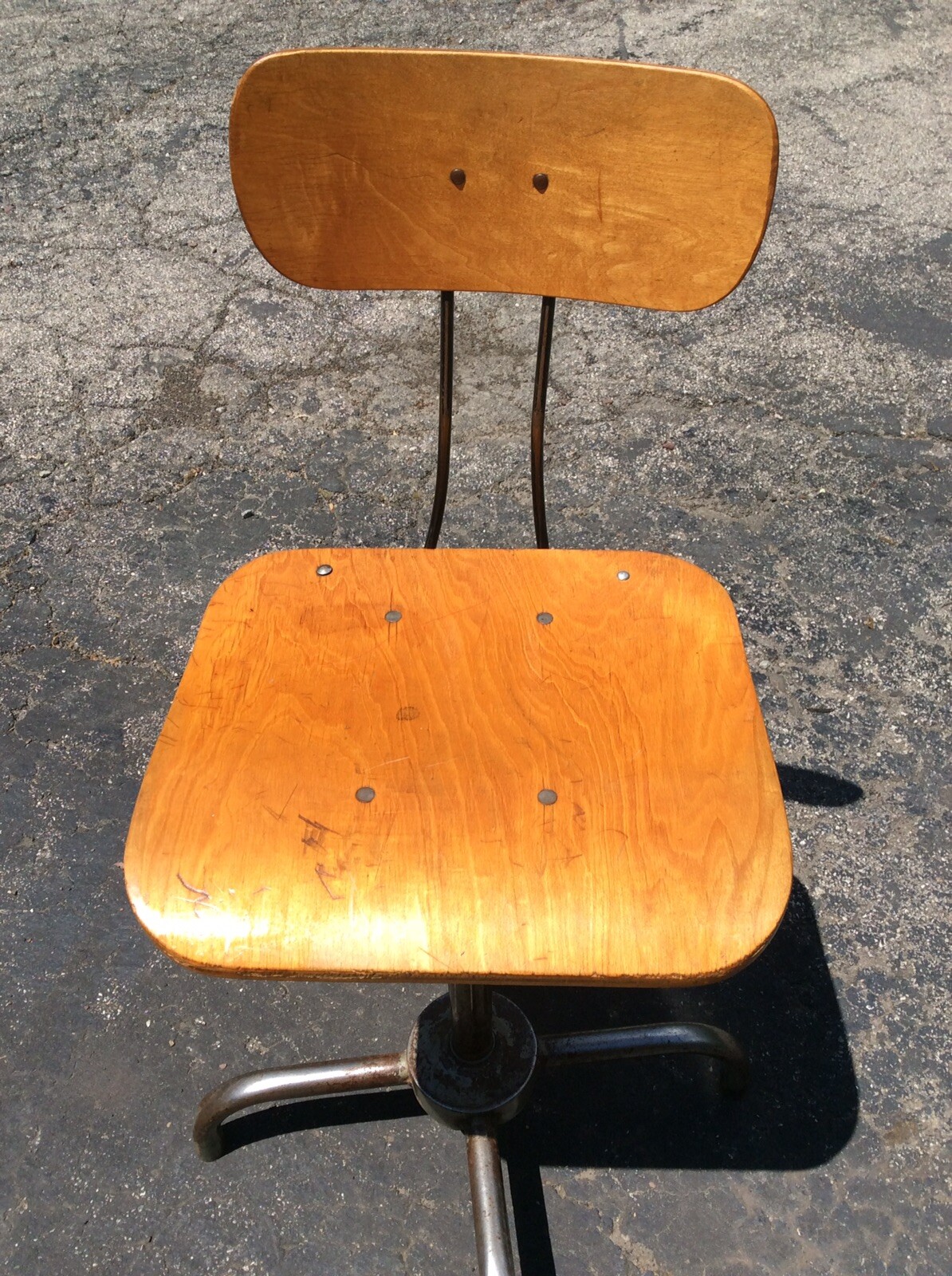Vintage Adjustrite Wood / Metal Stool.
