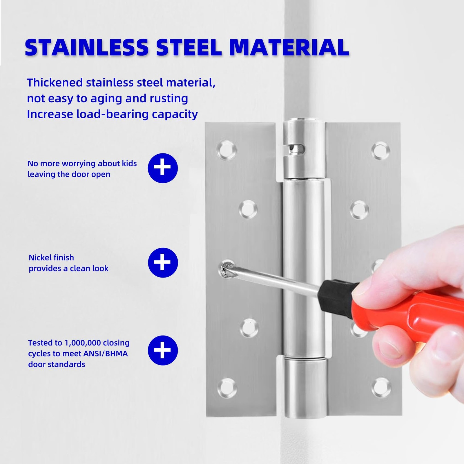 6 Inch Self-Closing Door Hinge Adjustable Spring Heavy Duty Hinge Stainless S...