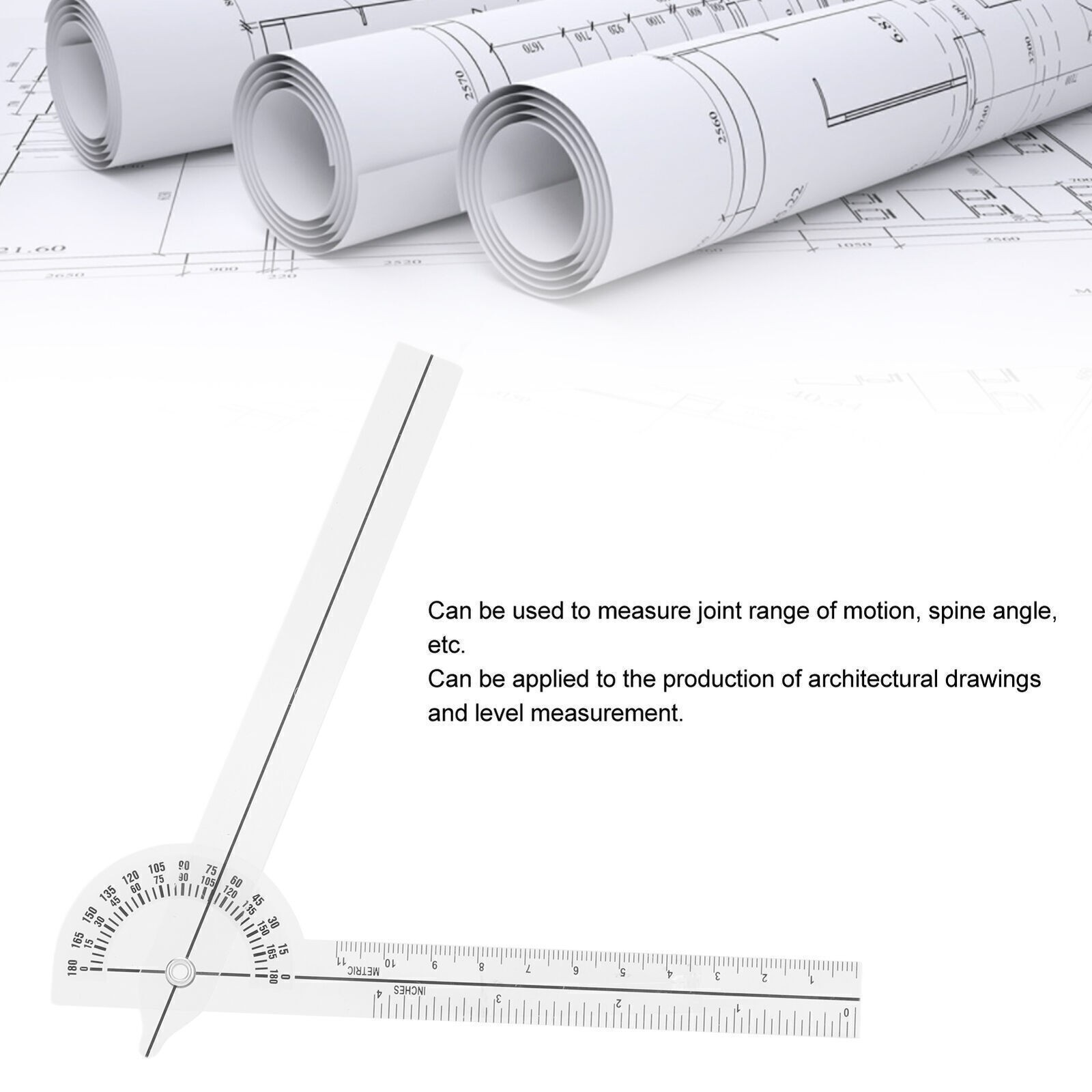 Goniometer Joint Range Motion Protractor 180 Degree Transparent Clear Mark