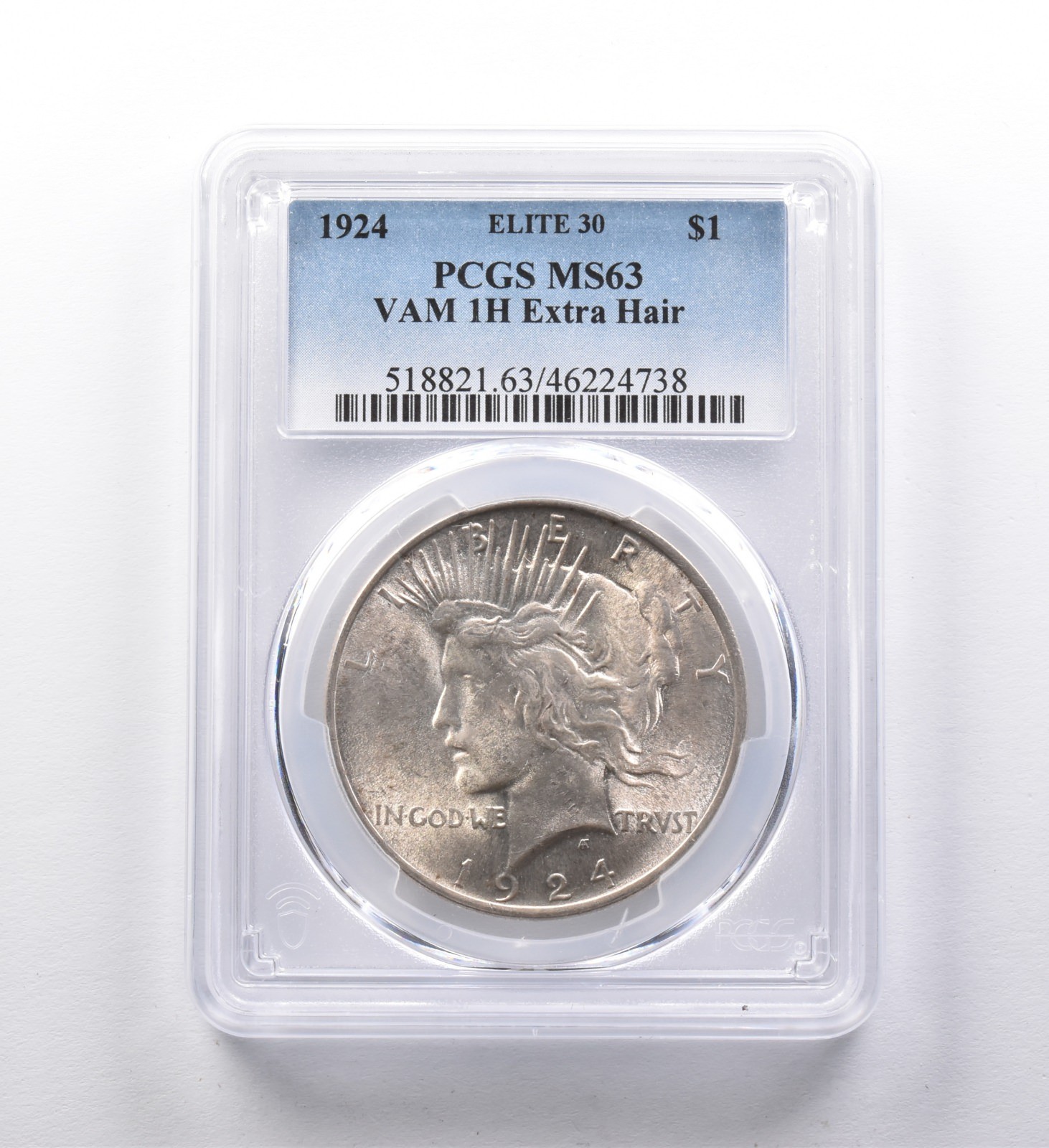 MS63 1924 Peace Silver Dollar VAM 1H Extra Hair ELITE 30 PCGS *3040