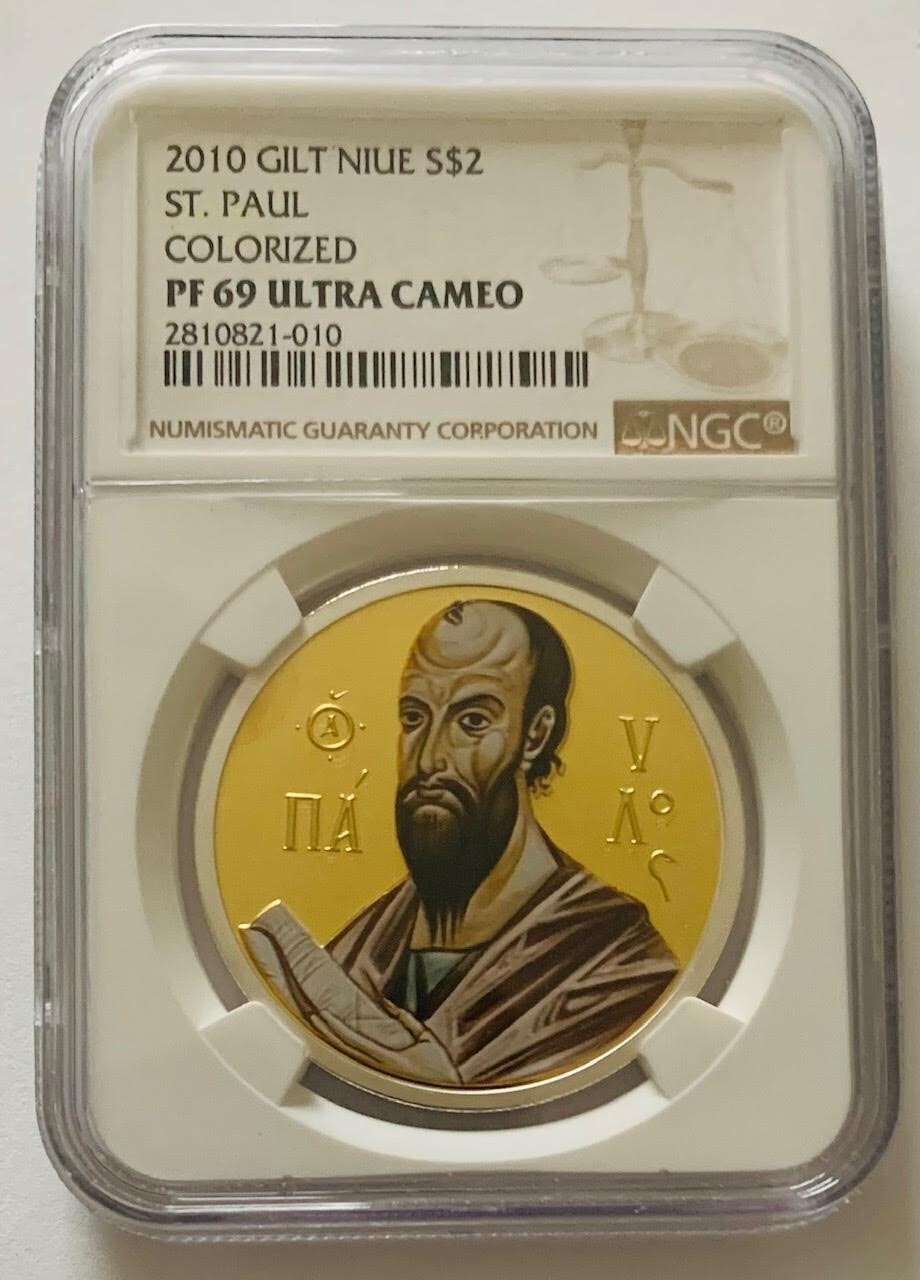 2010 Gold Gilt Niue $2 St. Paul Colorized NGC PF 69 UC