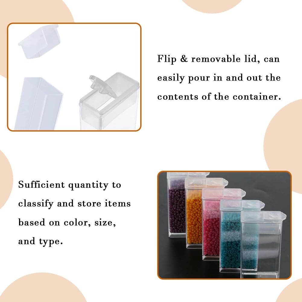 100Pcs Plastic Flip Top Seed Bead Small Storage Containers 2x1 Rectangle
