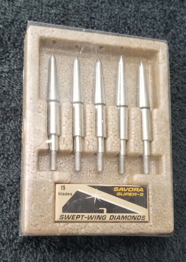 Savora Super-S Swept-Wing Diamond Broadhead Razor Arrowhead 5-Pack NOS INV#M-173