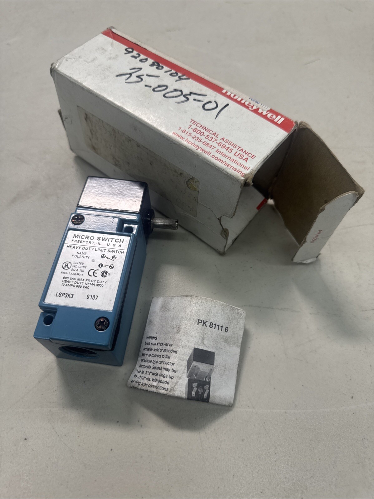 Honeywell LSP3K3 -Microswitch Limit Switches Limit SW/Single Pole LSP3K