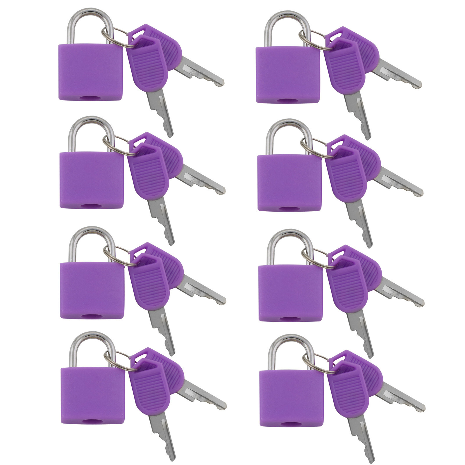 Small Mini Durable ABS Cover Brass Body Individually Keyed Padlock 8pc Purple