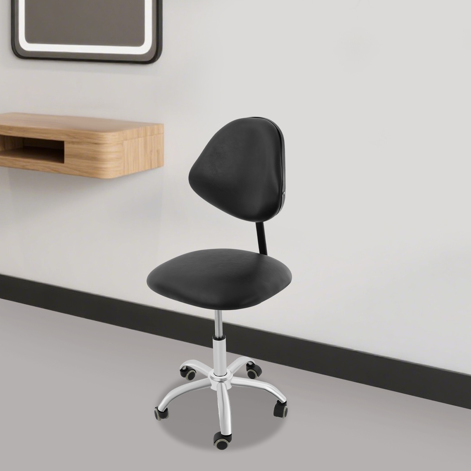Adjustable Saddle Swivel Chair Ergonomic Rolling Stool w/ Backrest for Office