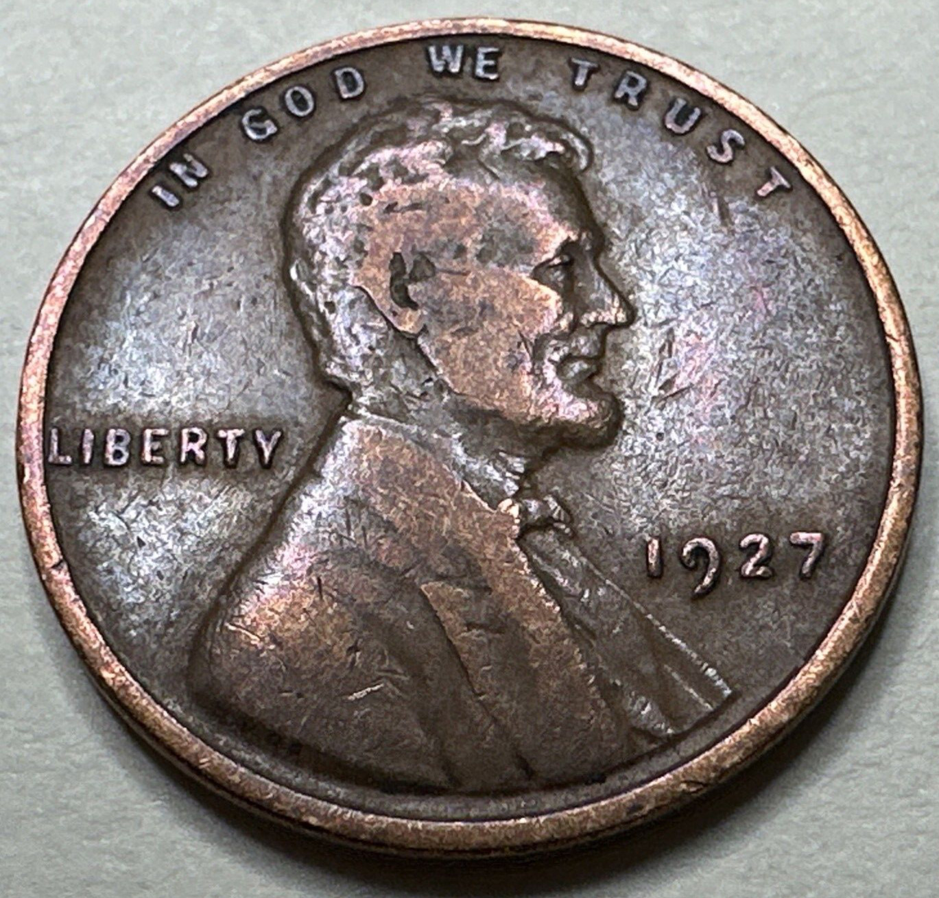 1927 1C BN Lincoln Cent WHEAT PENNY 9698N