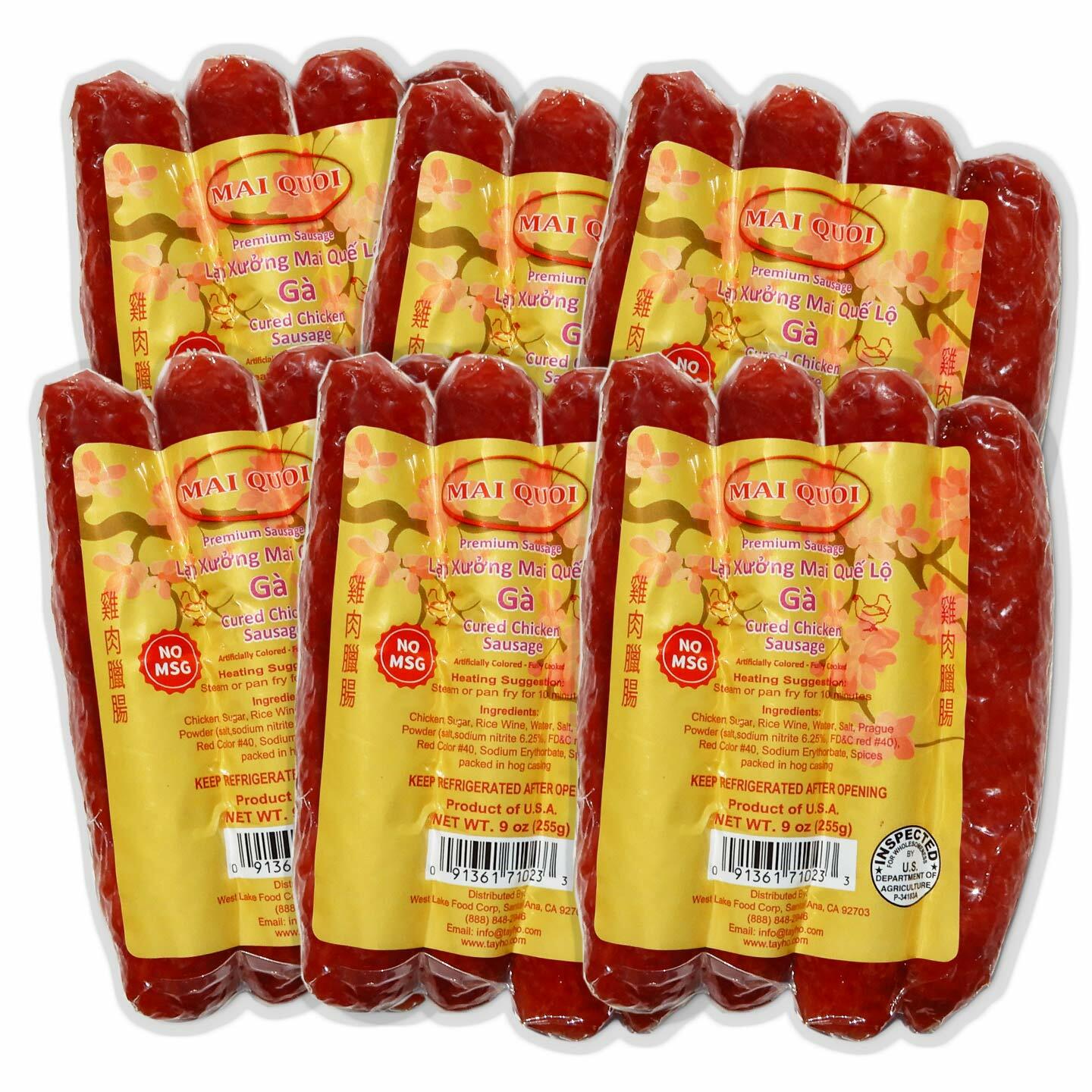 6 packs PREMIUM Chicken CURED SAUSAGE LAP XUONG GA (No MSG)  Made in the USA