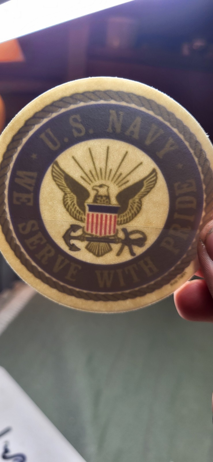 Vintage United States Navy Window Decal "We Serve With Pride" 70s 80s 3"