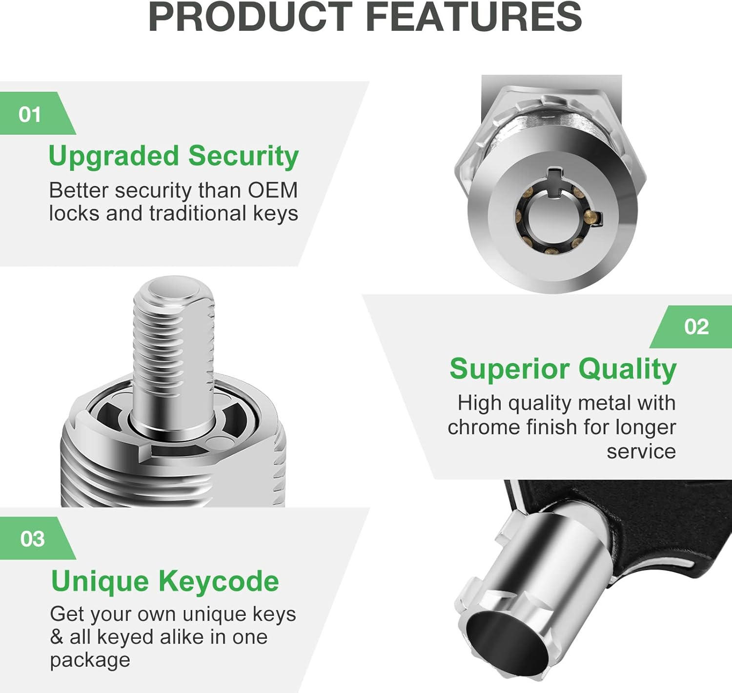 2 Pack Tool Box Lock with Keys, 5/8" Cabinet Lock Cam Lock Keyed Alike, Toolbox