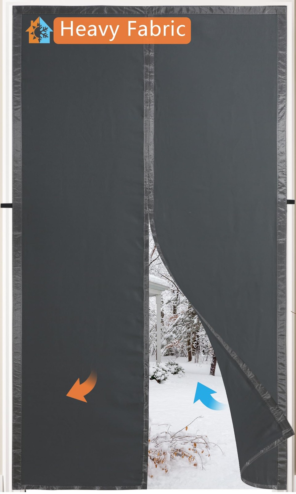 Magnetic Thermal Insulated Door Fit Size To 38" x 82", Dark Gray