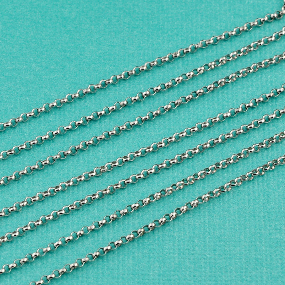 Rhodium Sterling Silver Bulk Rolo Chain 1.5MM  link