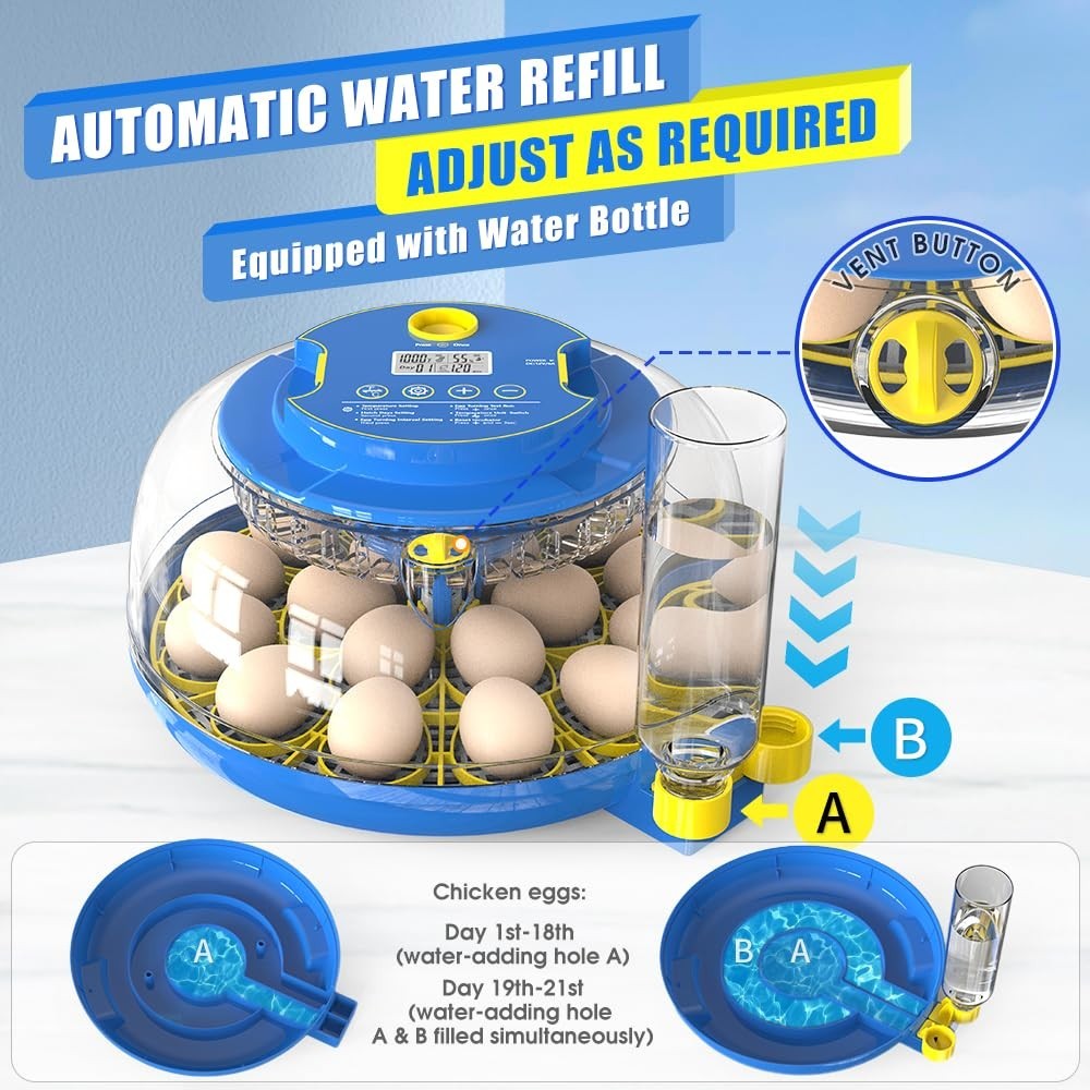HBN 18 Egg Incubator with Temperature Control, Automatic Egg Turning & Humidity
