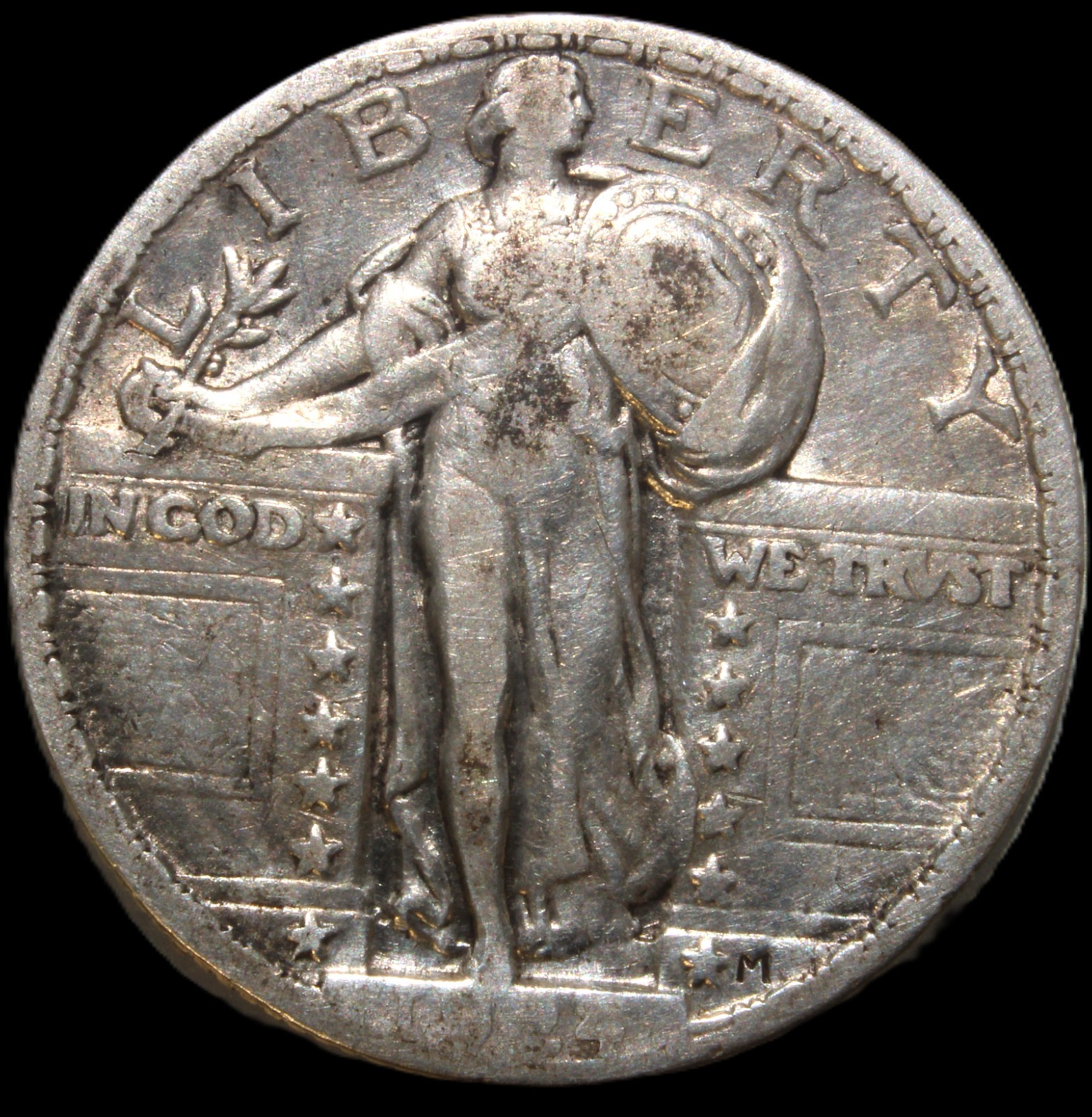 1924 standing liberty quarter- choice vf / free shipping- SMH- 320