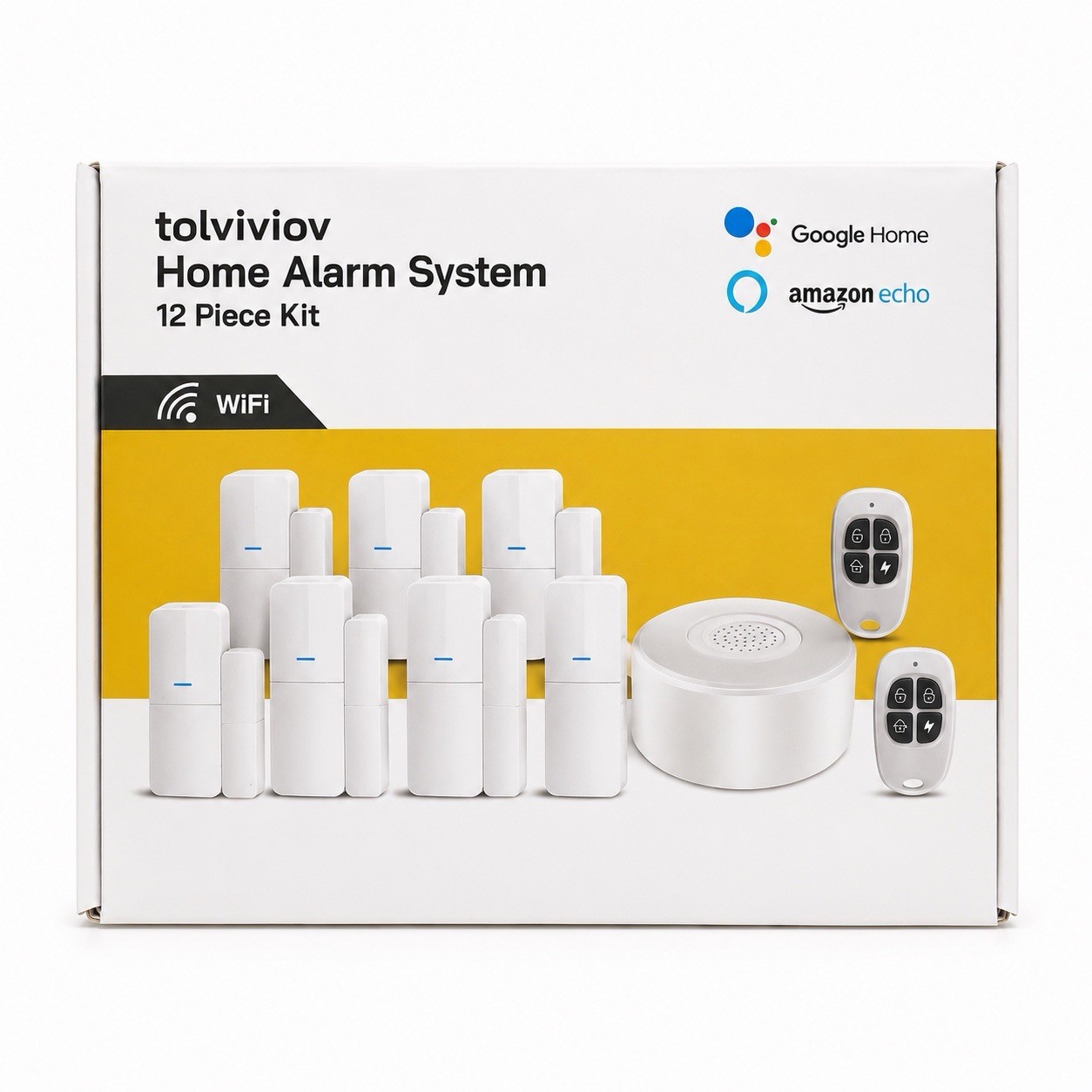 tolviviov Home Alarm System 12 Piece Kit Wi-Fi Google Home Amazon Echo