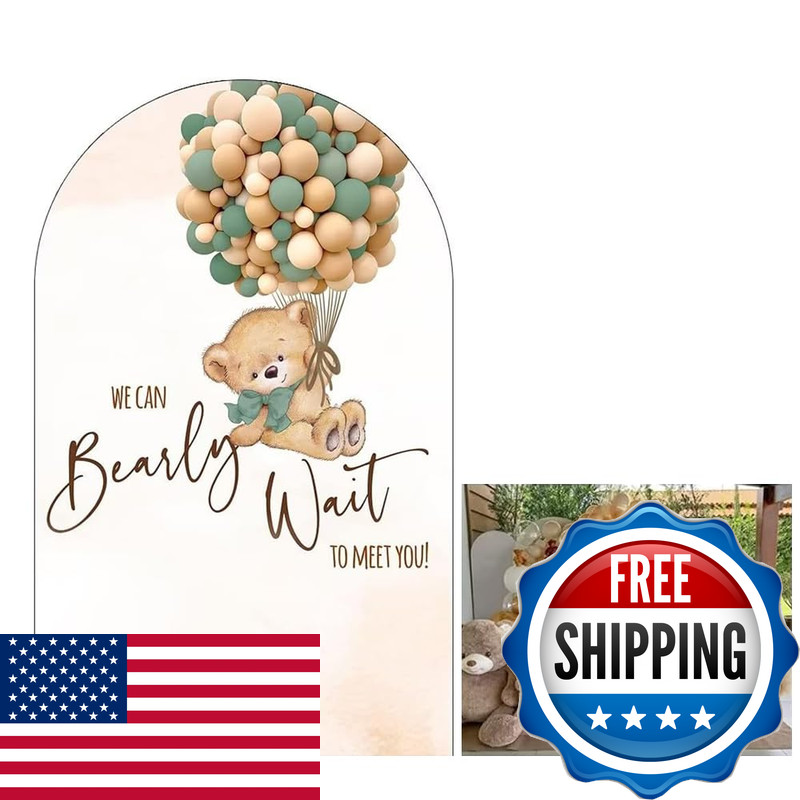 Aerdce Teddy Bear Arch Backdrop 4X7Ft We Can Bearly Wait To Meet You Arched