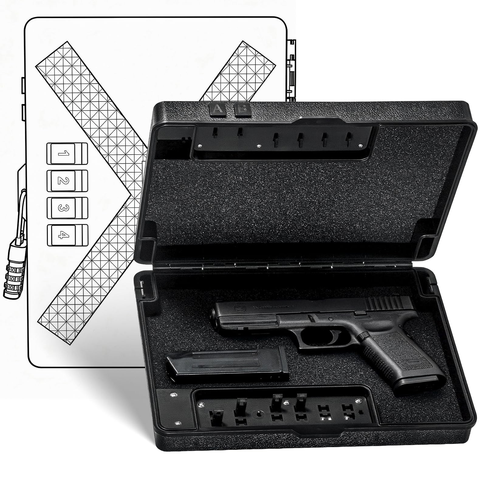 Gun Safe for Handgun, Mechanical Lock Pistol Safe with TSA Padlock,Quick Acce...