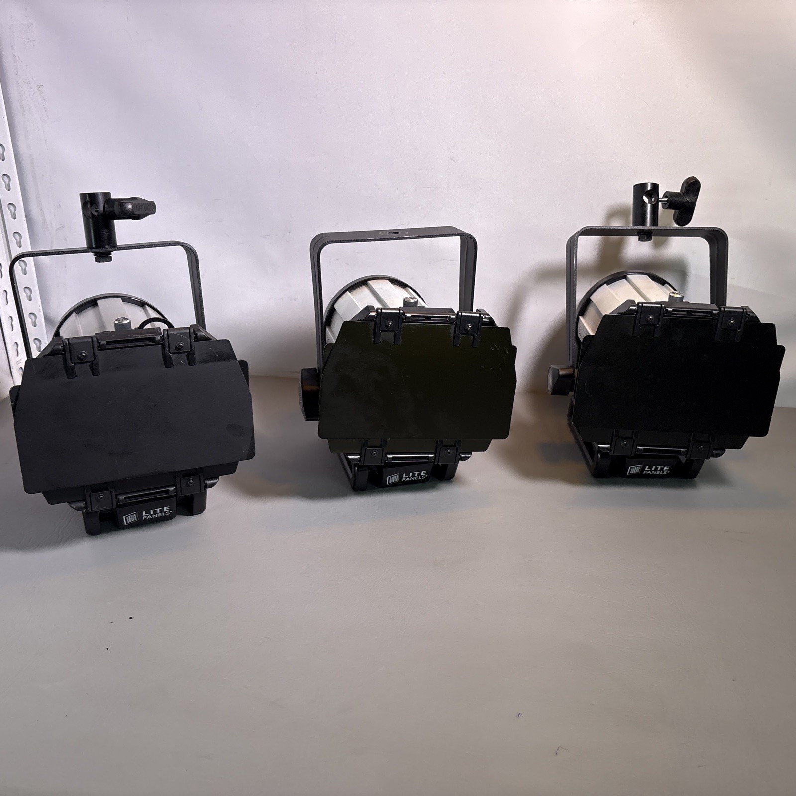 LOT OF 3x AS-IS Litepanels Sola 4 Daylight LED Fresnel light with Barndoor /USED