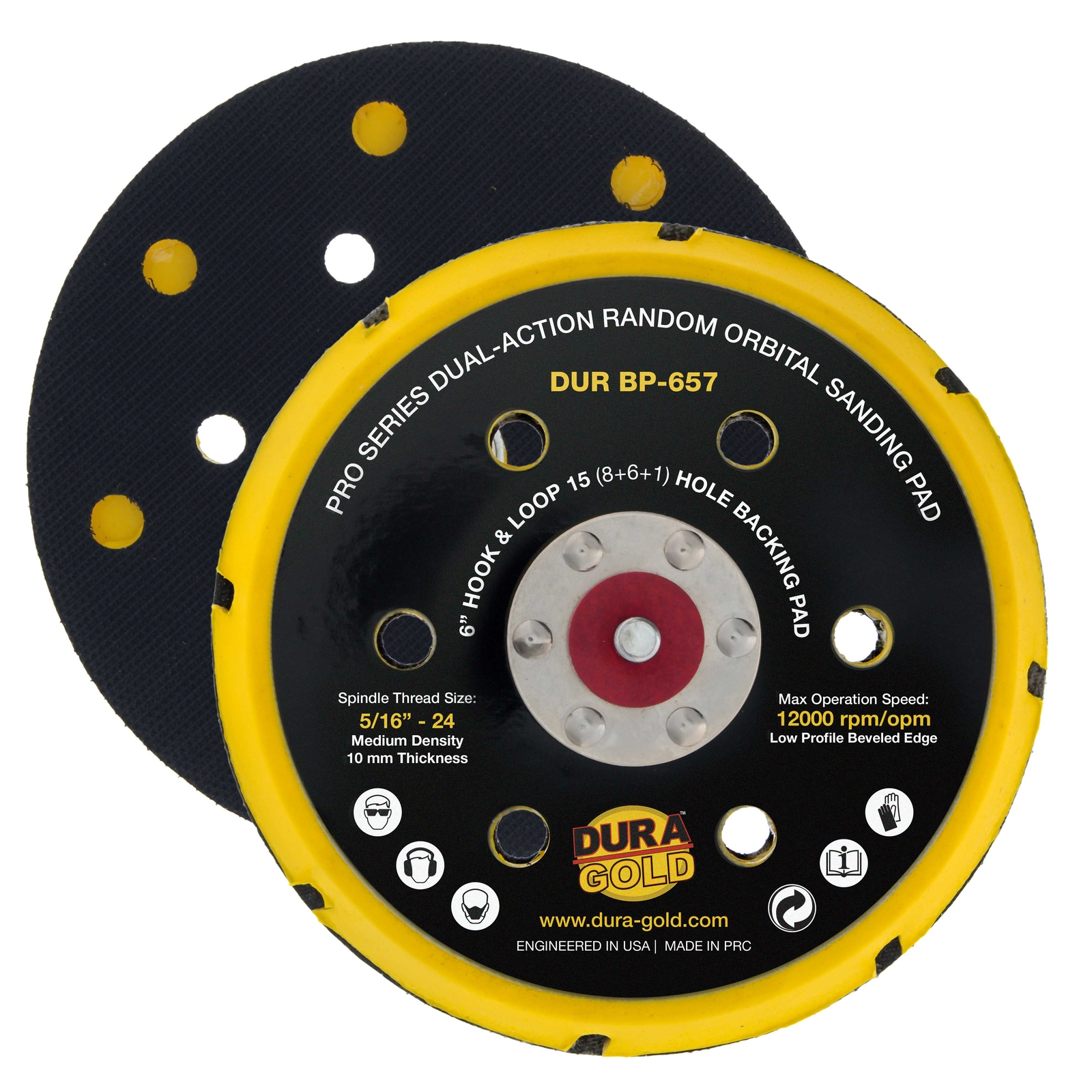 6" Hook & Loop DA Backing Plate Pad, 15 (8 + 6 + 1) Hole Pattern, Auto Sanding