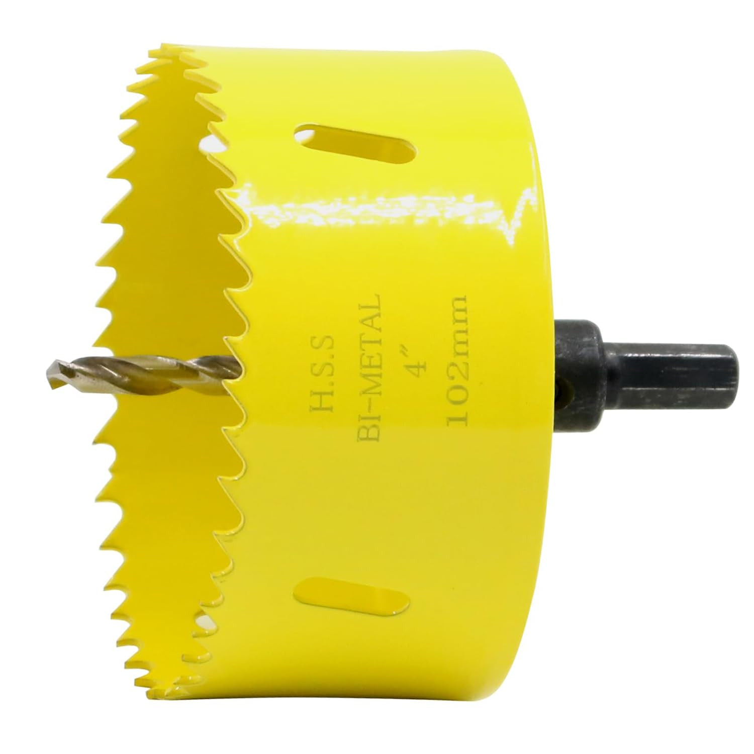 Bi-Metal 4 inch Hole Saw with Arbor Mandrel for Deeper Cutting of Wood