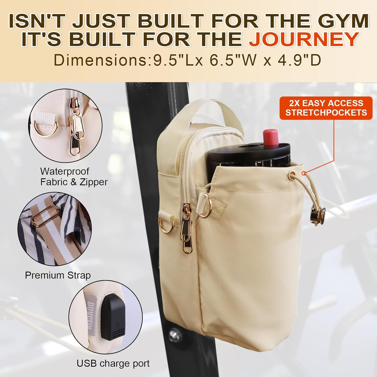 Waterproof Magnetic Gym Sling Bag with USB Port & Adjustable Strap