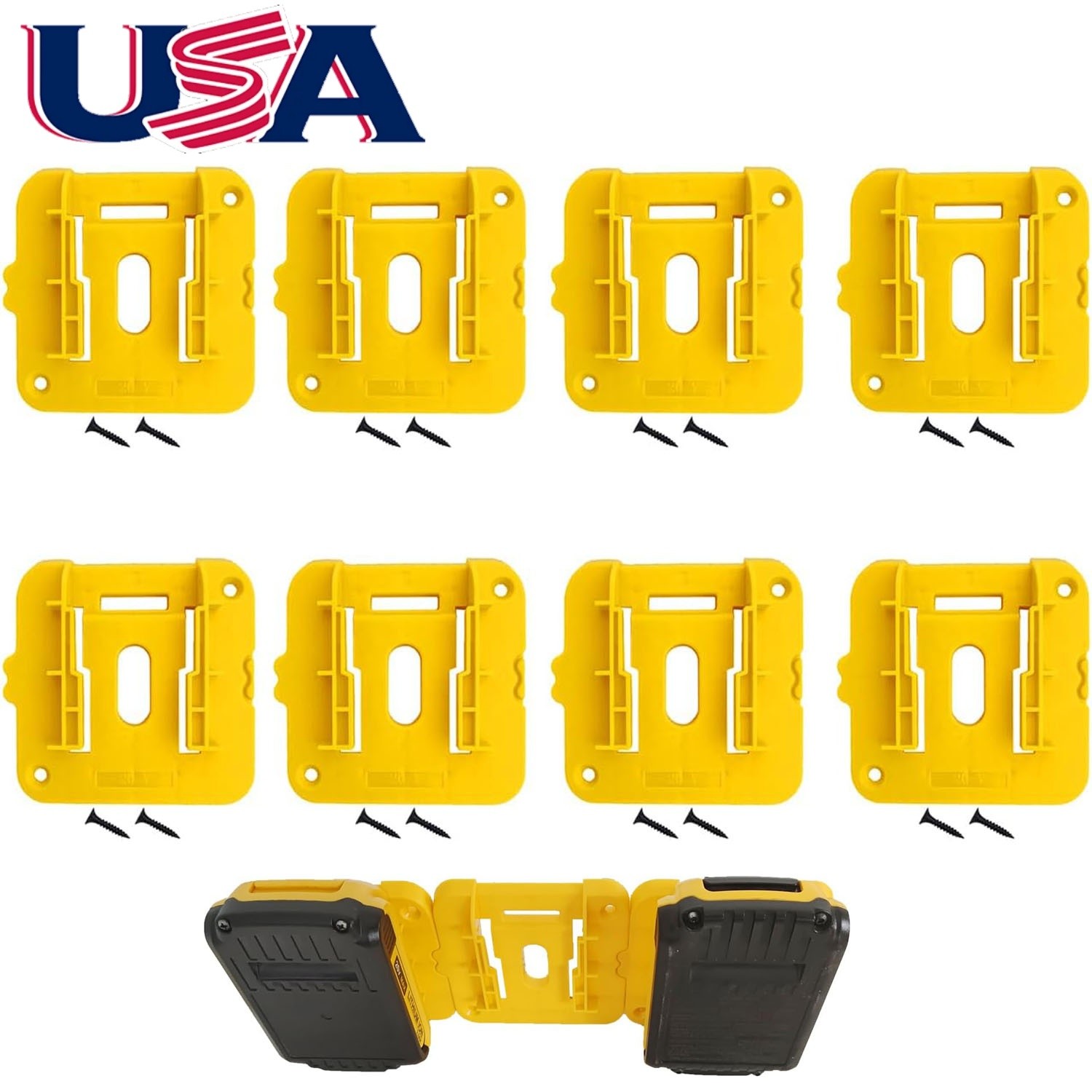 6X Battery Wall Mount Holder For Dewalt 20V Battery DCB200 DCB202 DCB203 DCB609