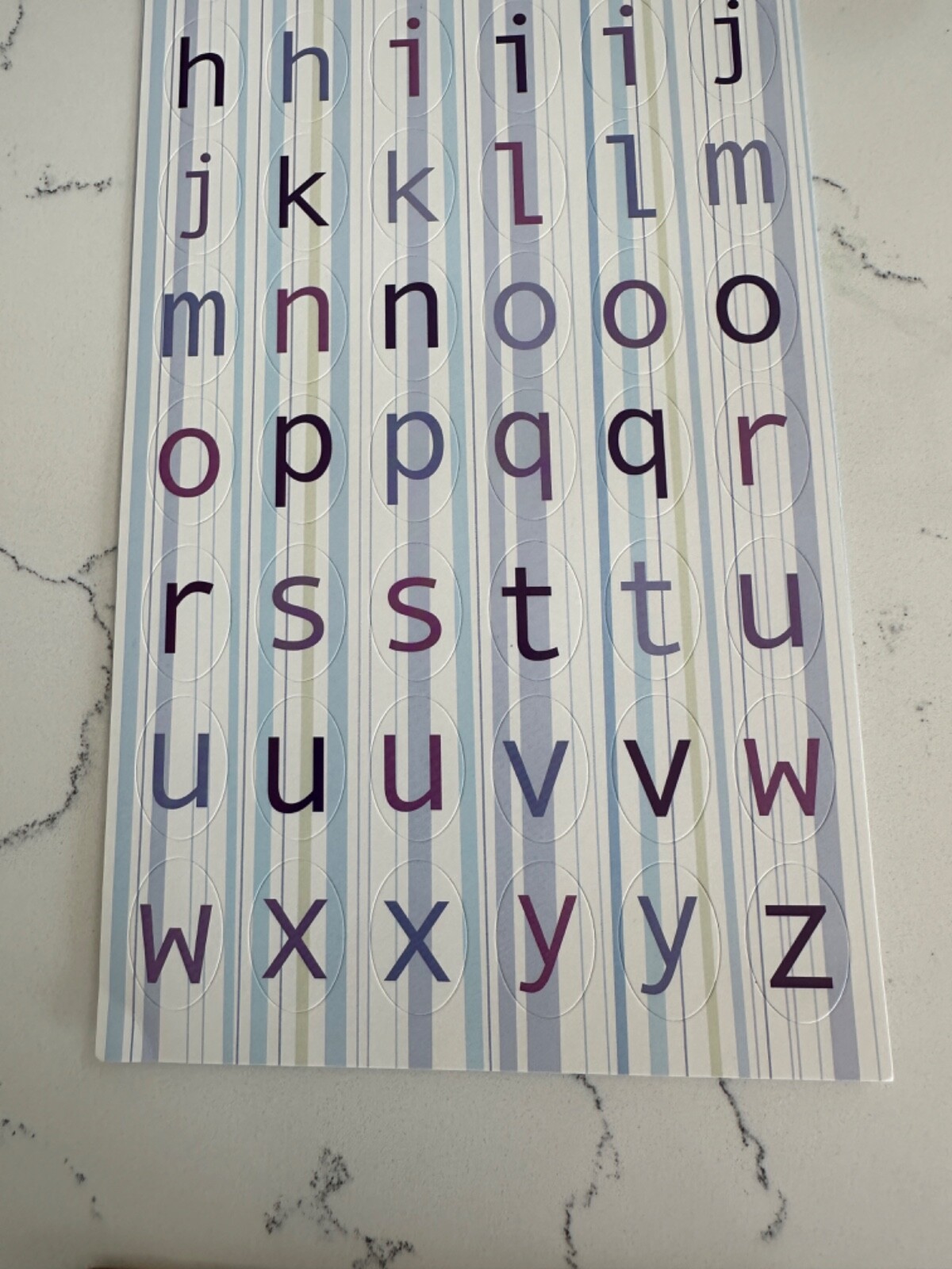 Scrapbook Wizard Thicker Stickers Blue Raspberry Striped Alphabet Scrapbooking