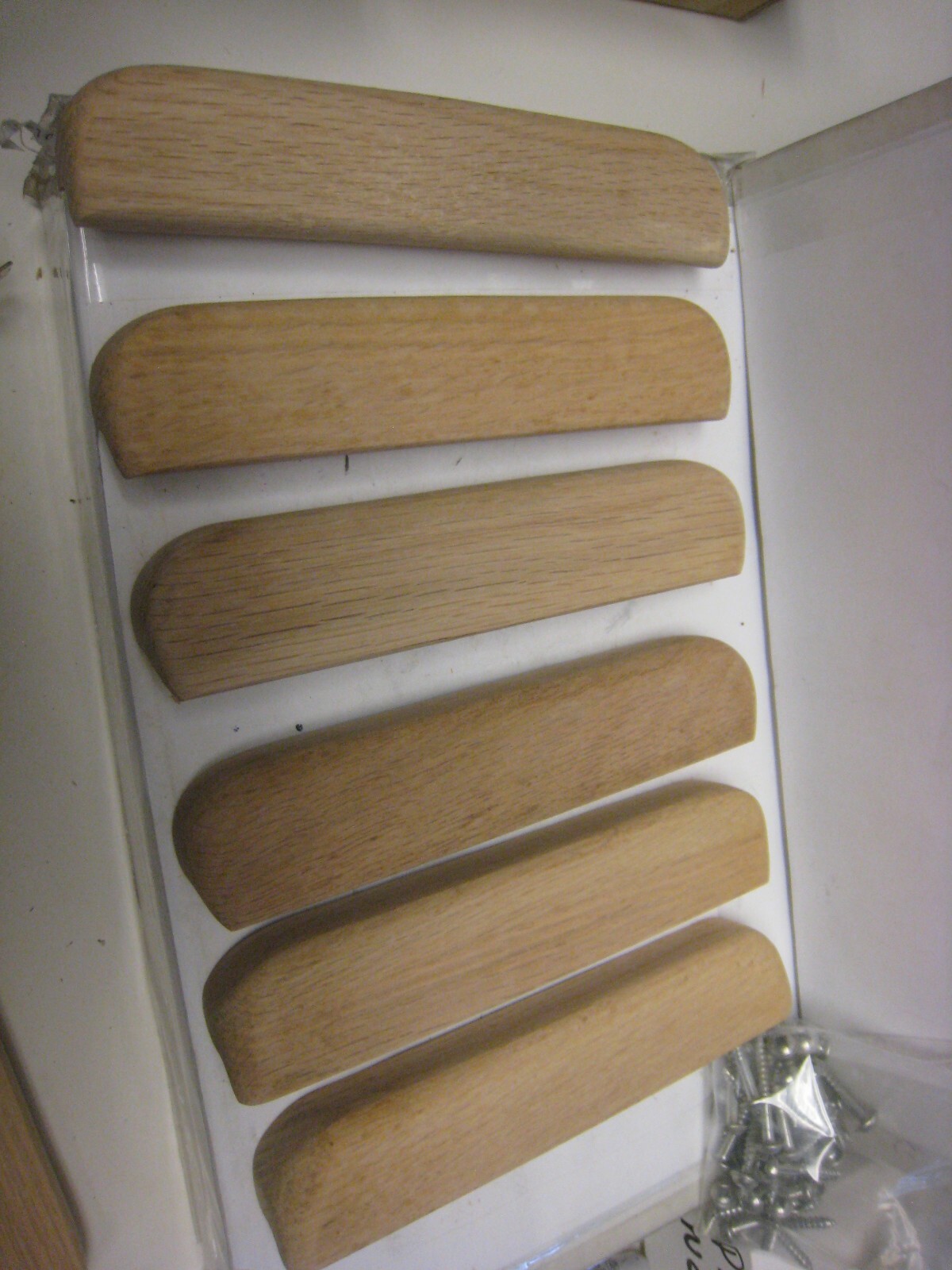 6 Unfinished Solid Oak Wood Desk Drawer Pull Handle  6-3/8 L 5-1/4 C-C + screws