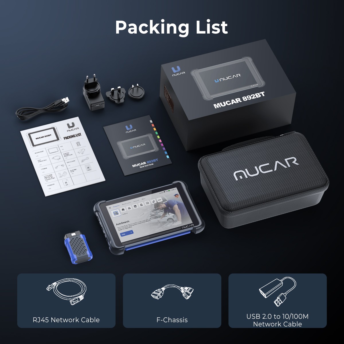 MUCAR 892BT Car CANFD AI All System Scanner KEY Coding Bidirectional Tool