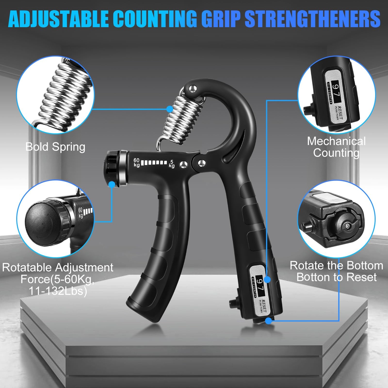 Adjustable Hand Gripper Strength Trainer Set for Grip and Forearm Strength