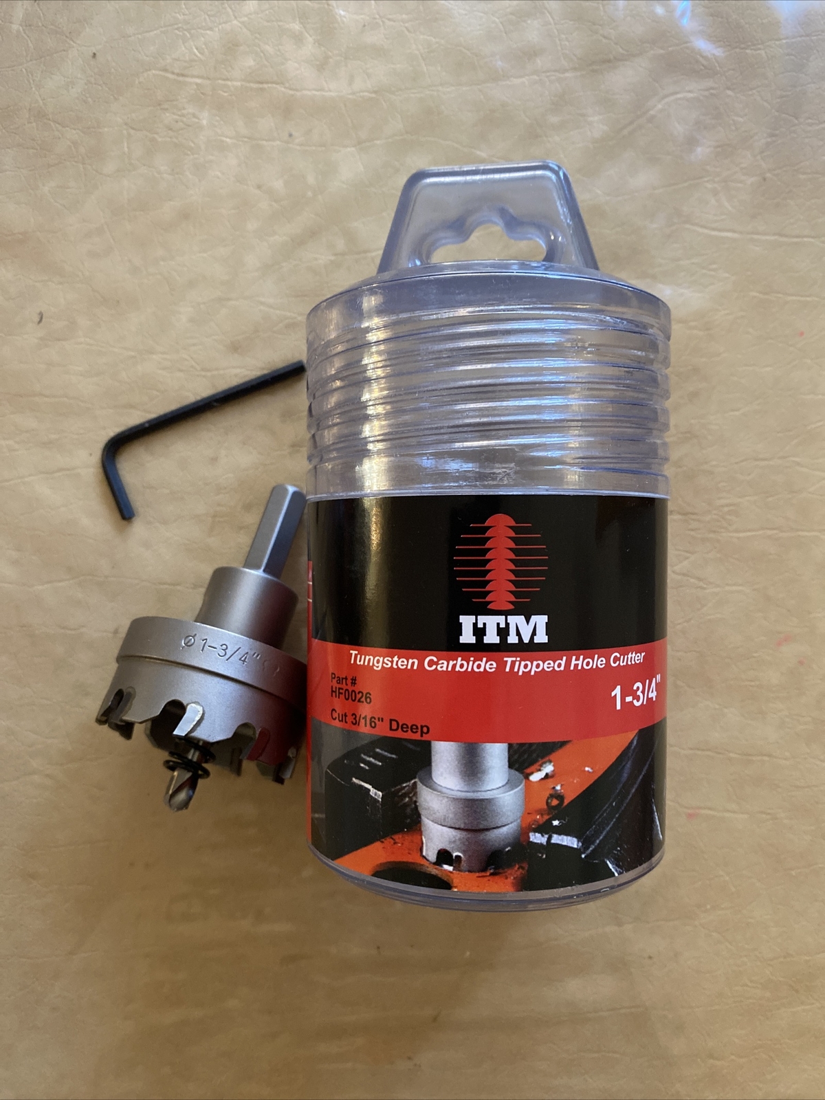 ITM HF0026 Tungsten Carbide Tipped Hole Cutter 1-3/4"Cut 3/16" Deep