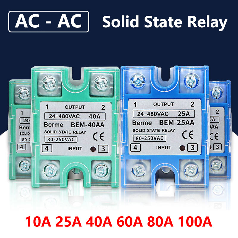 10-100 Amp Single Phase BEM Solid State Relays Module AC 80V-250V to AC 24V-480V