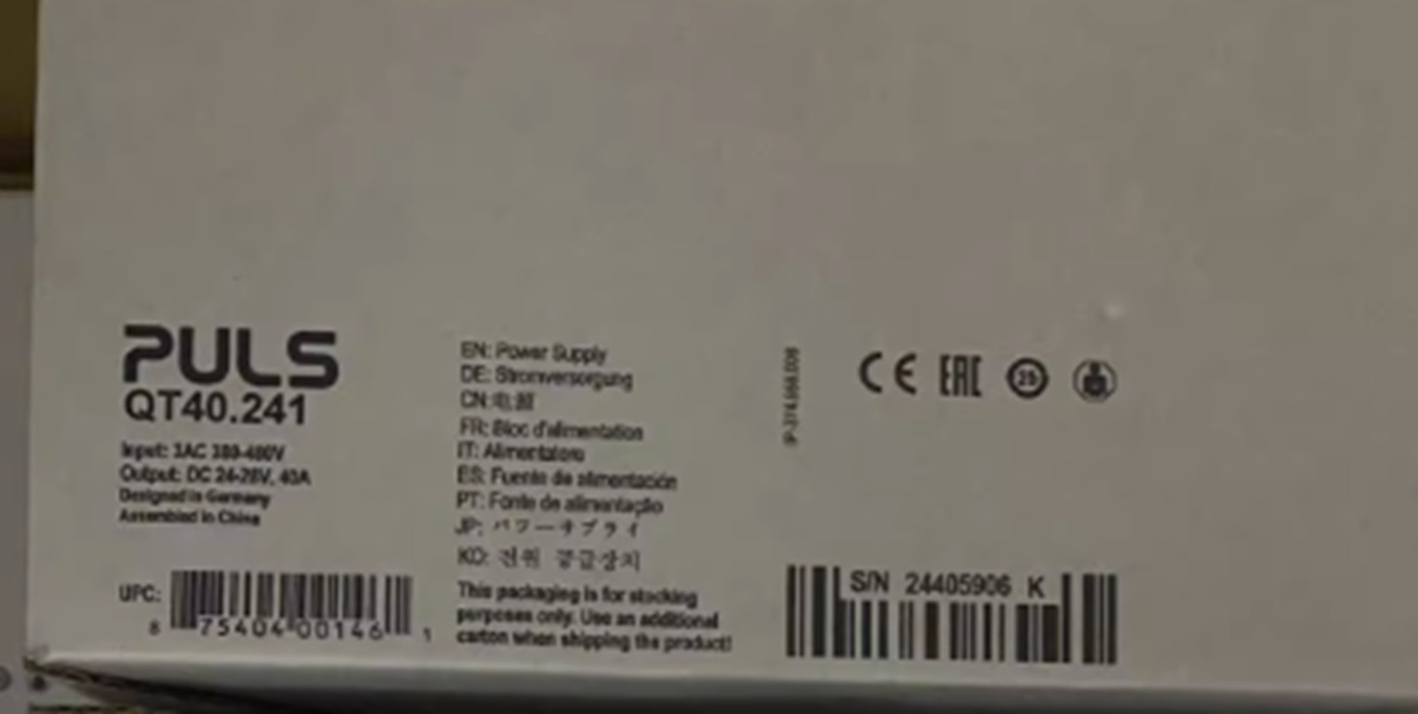 PULS QT40.241 AC-DC Power Supply - 960W - 24-28VDC - DIN Rail - Input: AC 380...