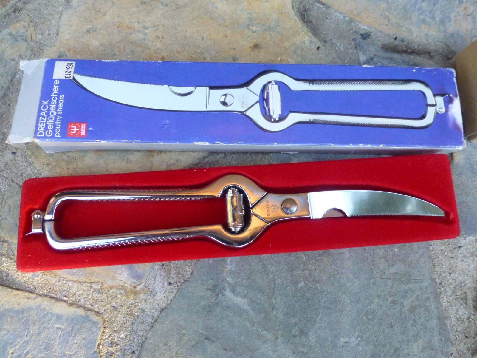 WUSTHOF DREIZACK ~ Early Quality Carbon Steel POULTRY SHEARS w/Box ~ Germany