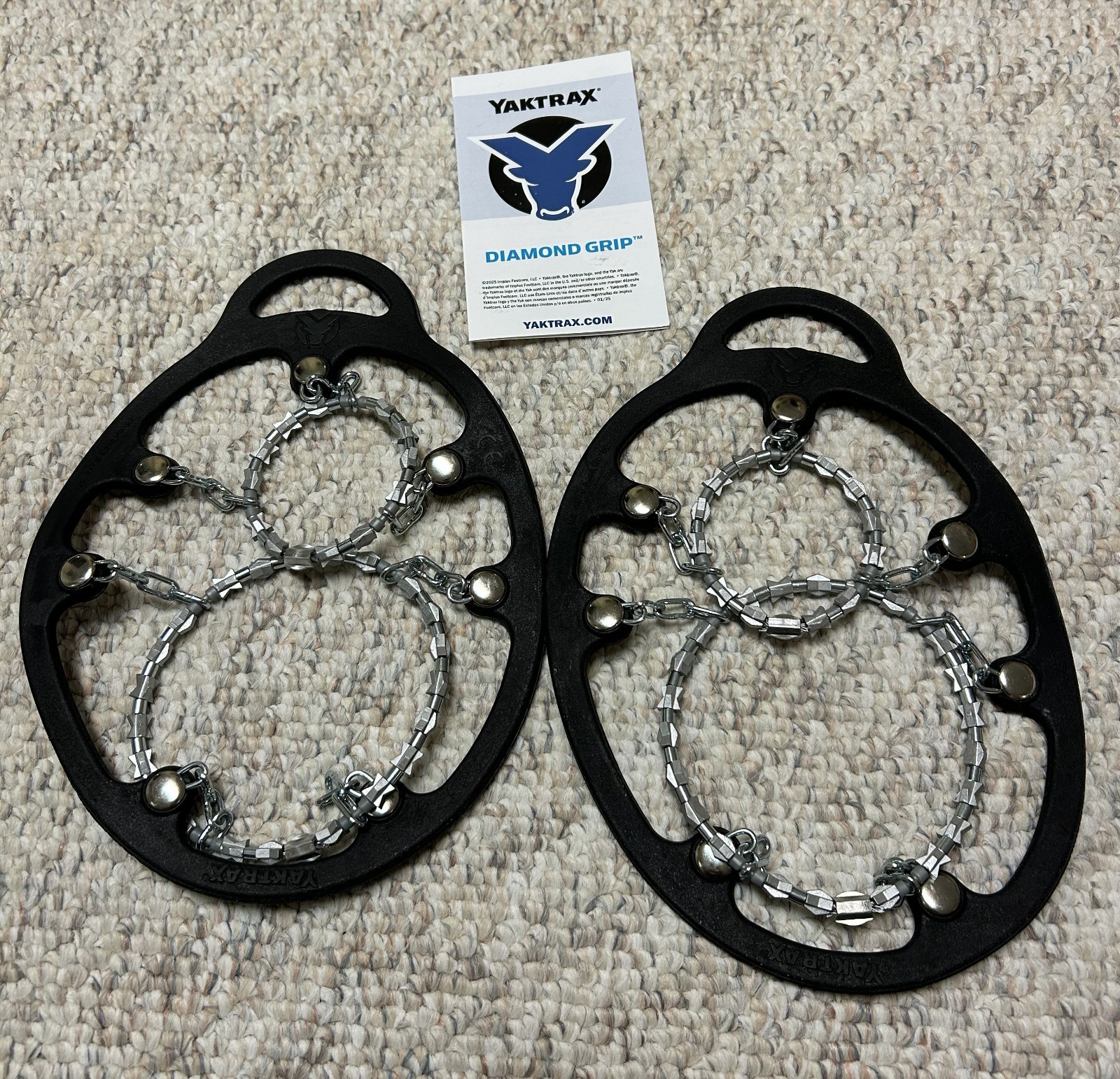 Yaktrax Diamond Grip XL Black Ice Snow Traction Cleats Boots Winter Hiking Grip