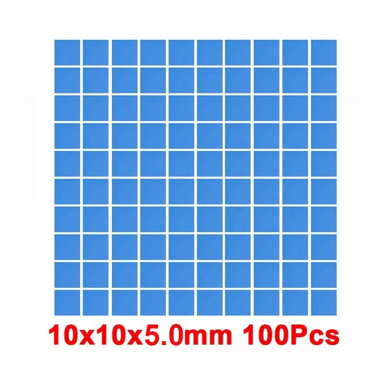 100PCS Thermal Pad 100x100mm 0.5/1/1.5/2/3/5mm 6W/mK CPU GPU Heatsink Blue