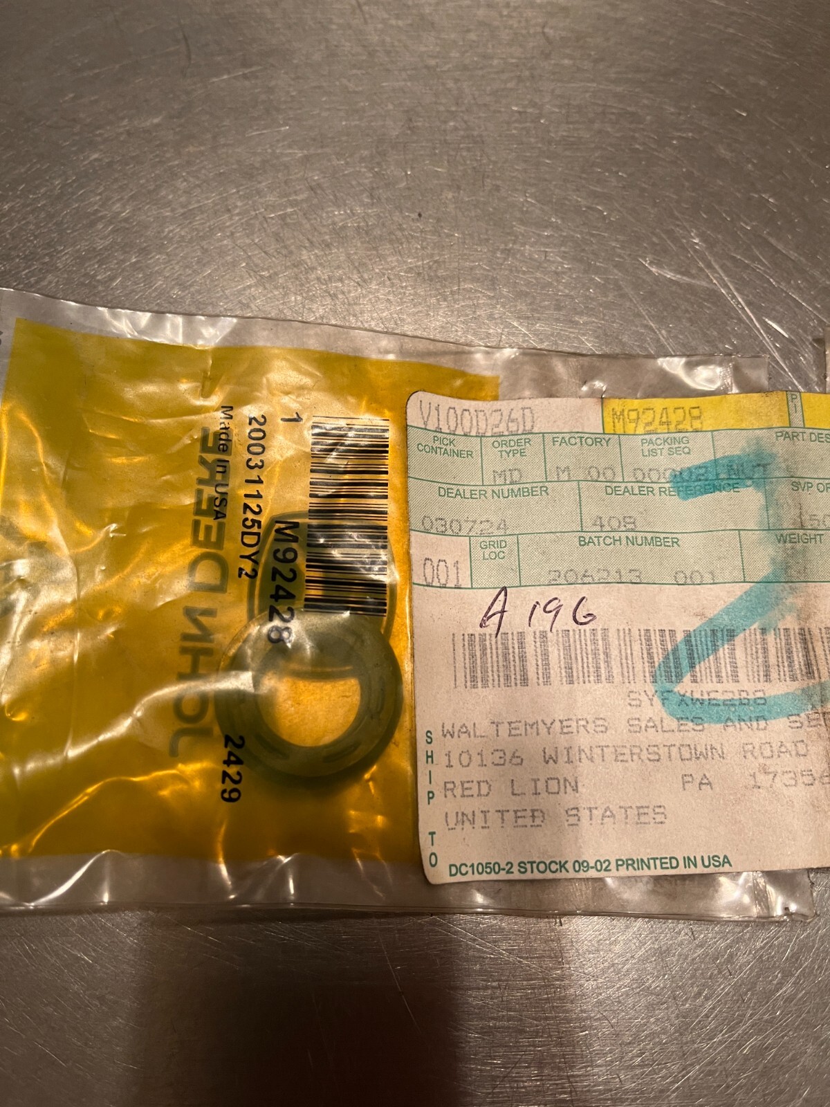 M92428 Genuine OEM John Deere Switch Retainer NUT