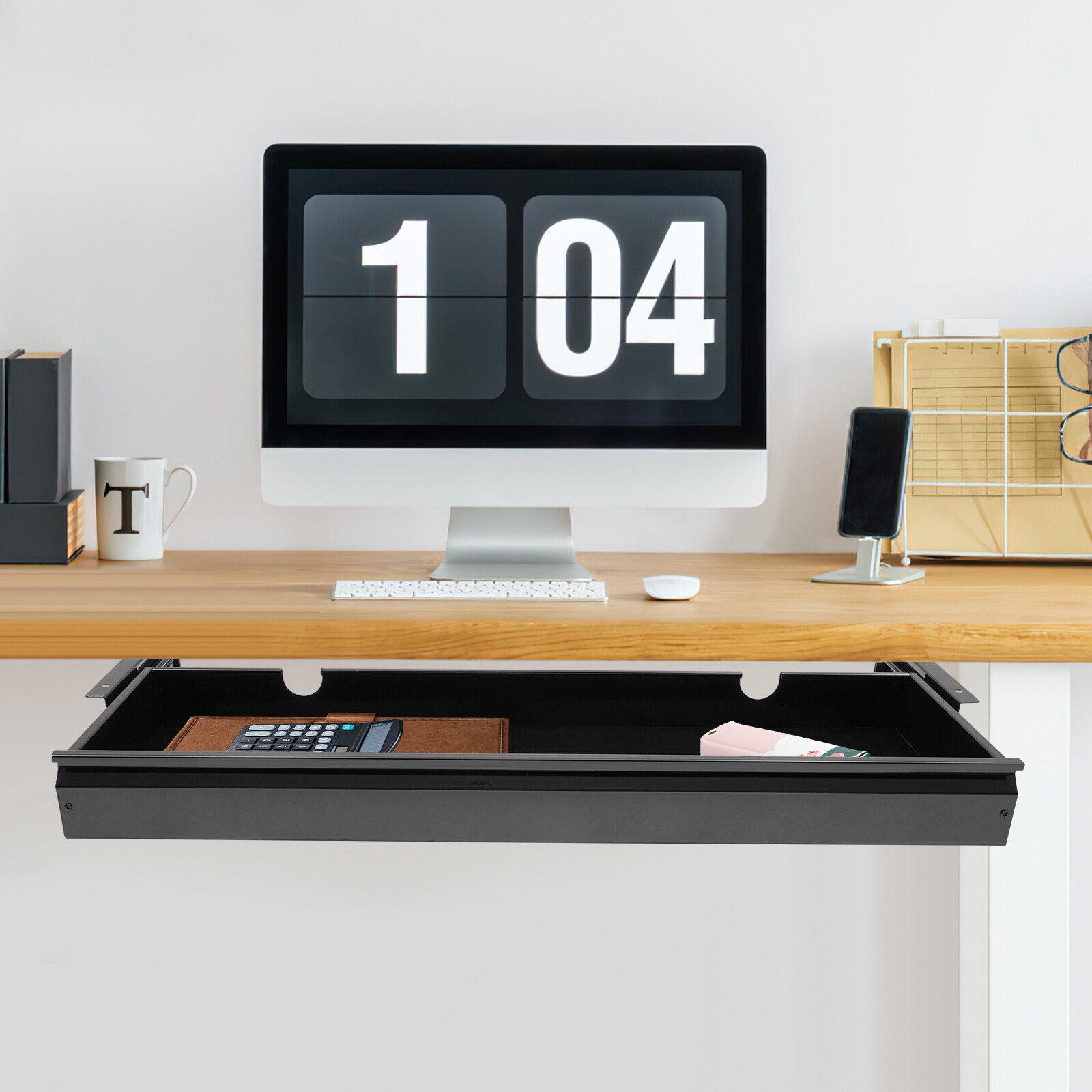 33?? Black Space Saver Sliding Under Desk Storage Drawer Pull-out Drawer
