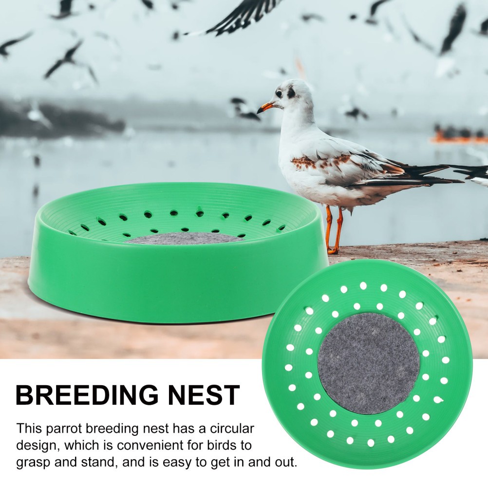 4Pcs Green Bird Breeding Nest Bowl for Pet Use with Breathable Washable Pad