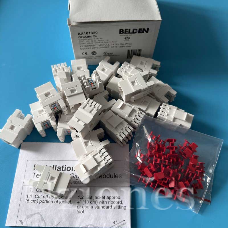 24PCS For Belden AX101320 Category6A 8Position KeyConnect RJ45 Jack Module White