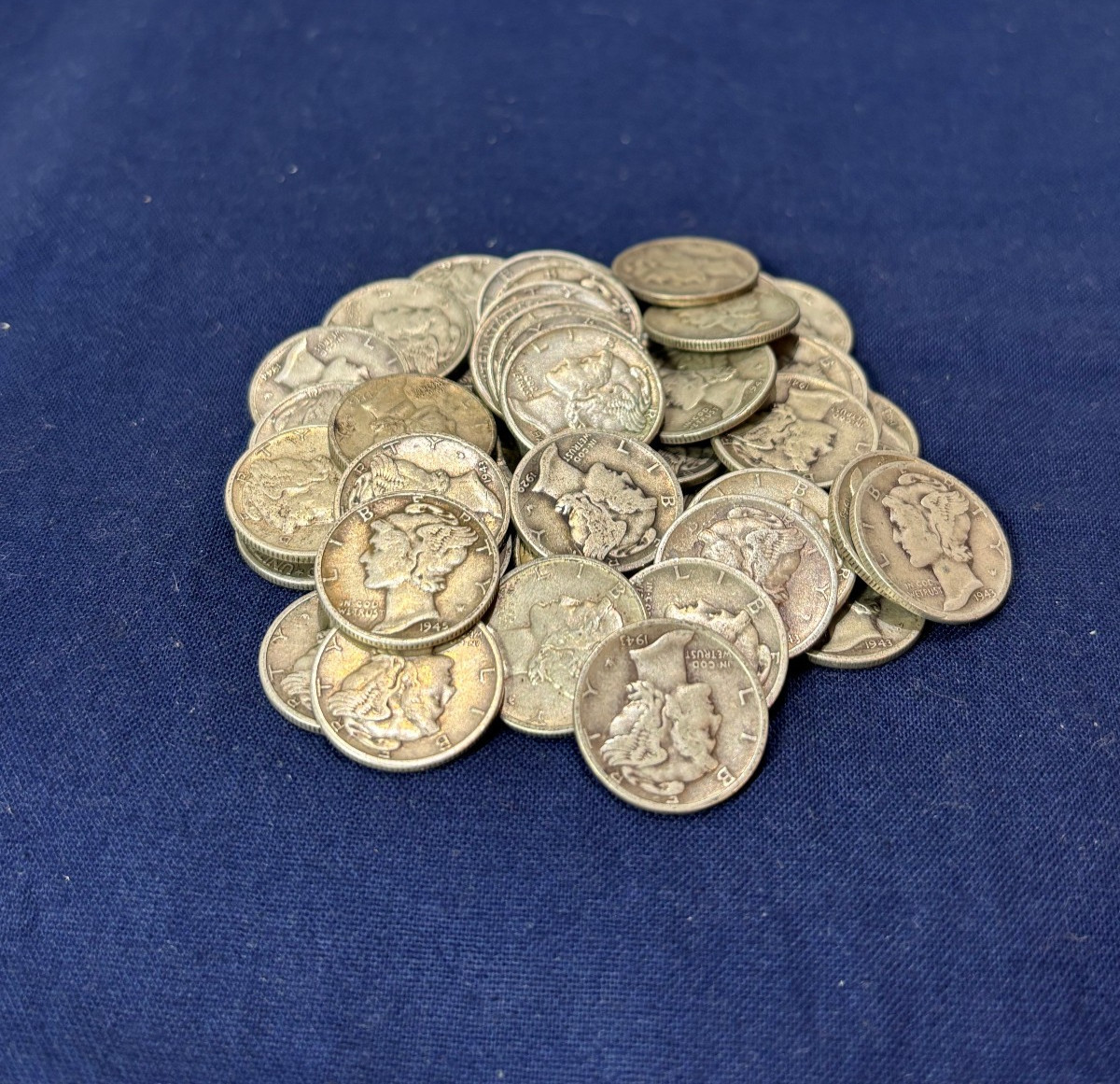 90% Silver Mercury Dime Roll 50 Dimes $5 Face