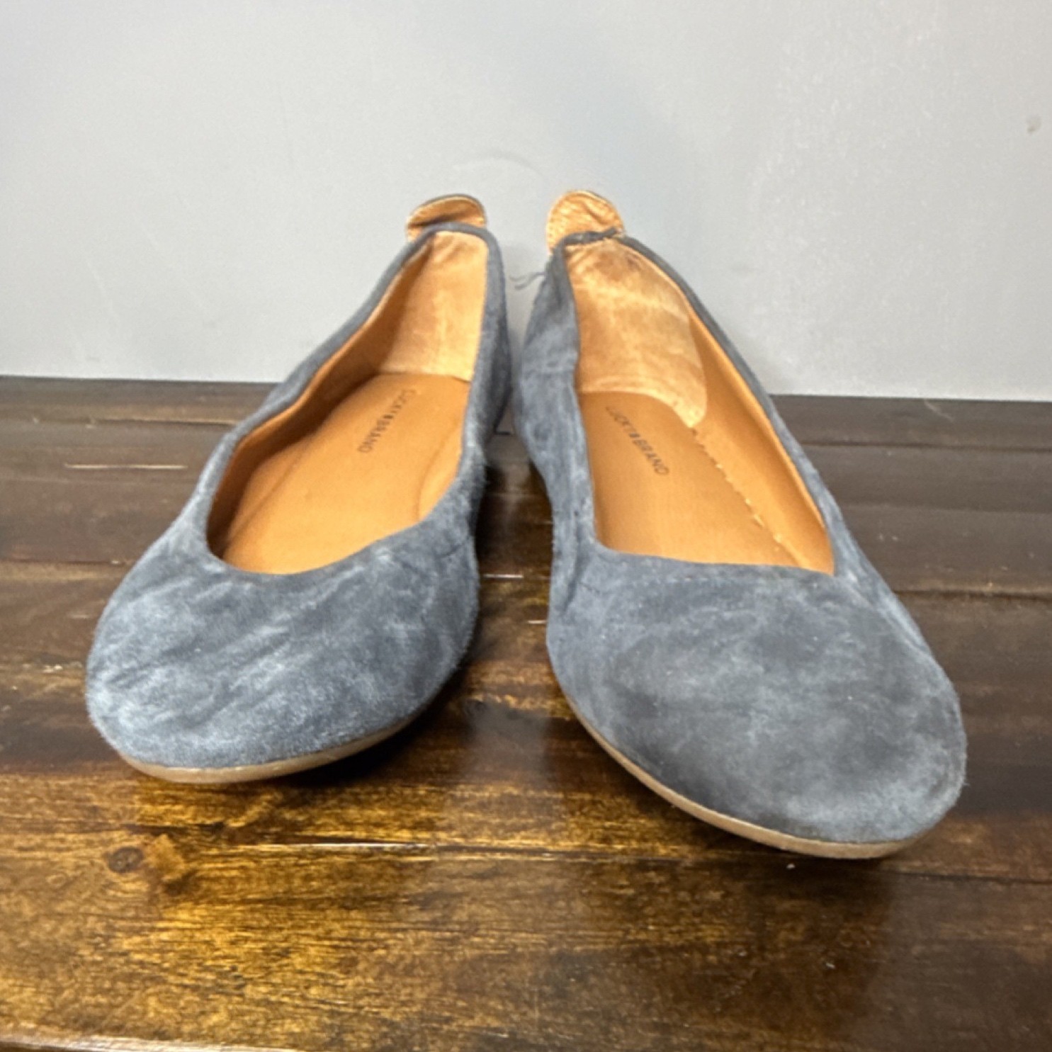 Lucky Brand Womens Blue Suede Slip-On Comfort Casual Flats Shoes US 7