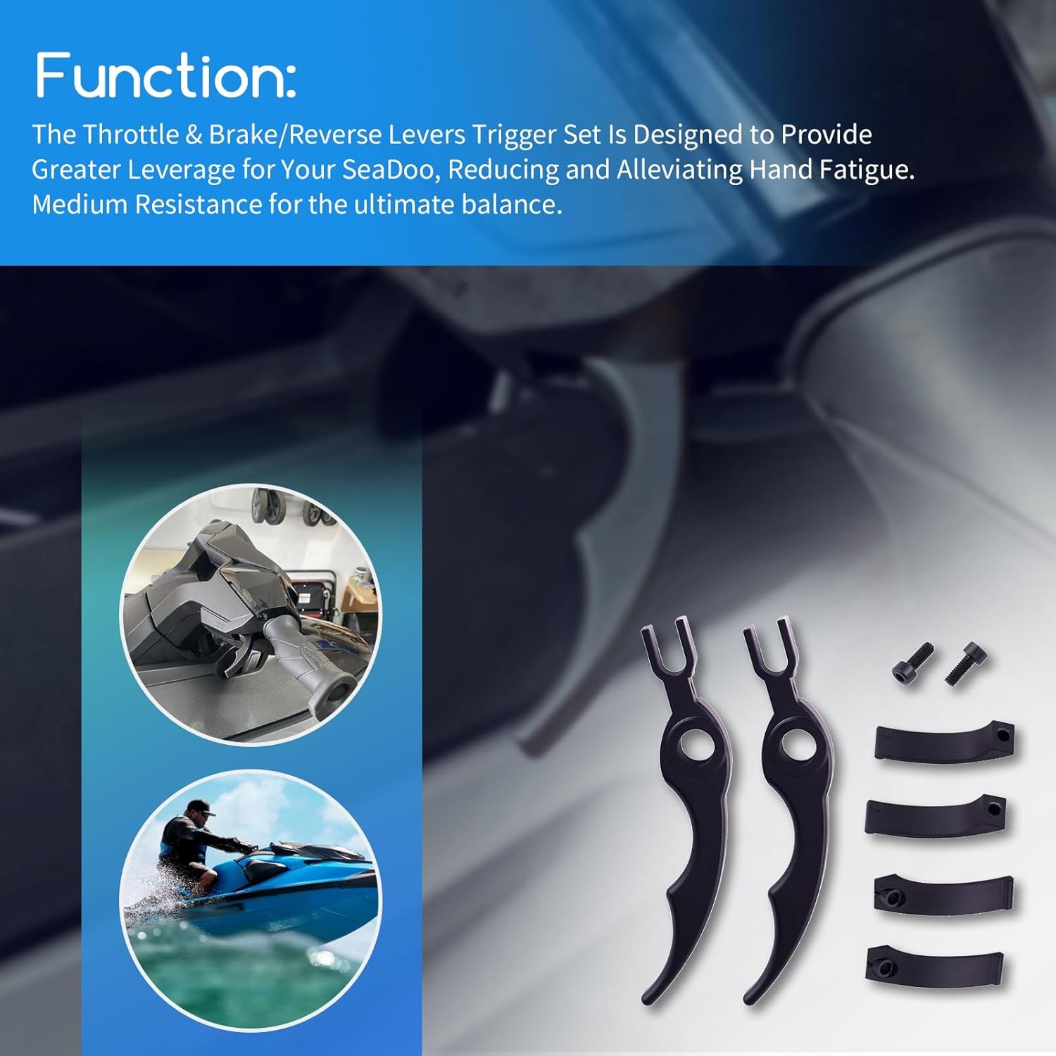 Throttle&Brake/Reverse Levers Upgrade Trigger Set For 2018+Seadoo w/IBR Systems