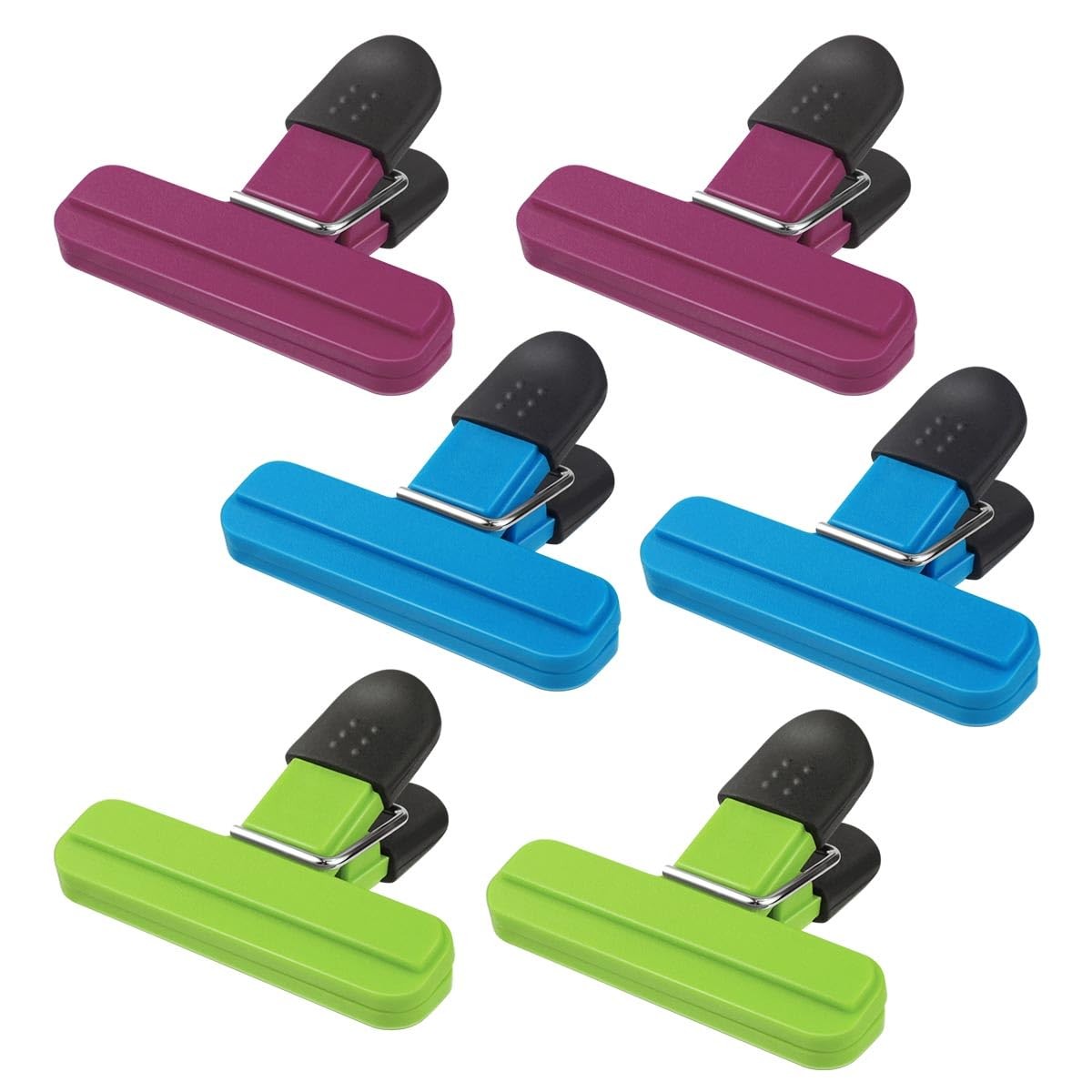 6 Pack Chip Bag Chips Food Clips with Heavy Duty Tight Seal Grip Plastic 3 Color