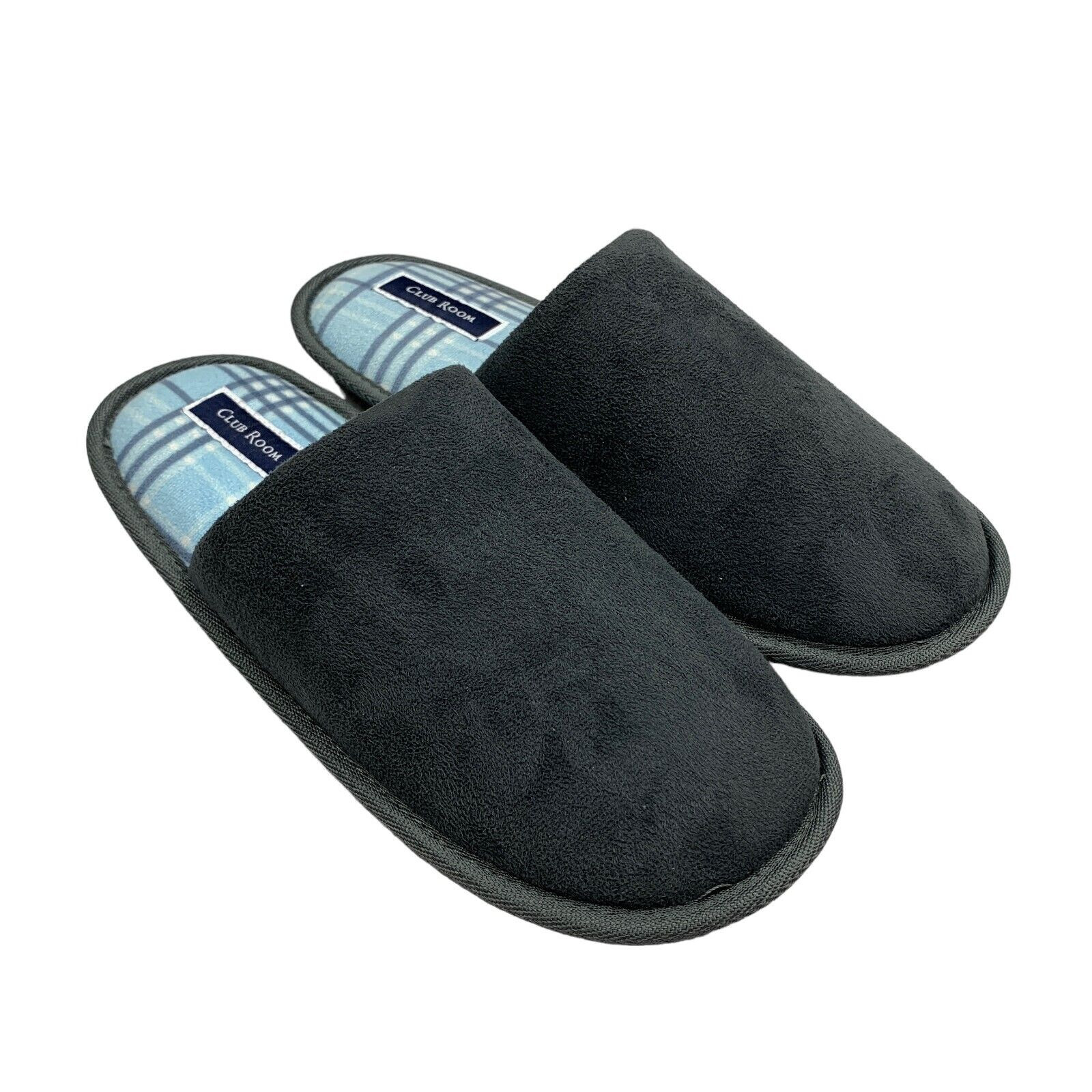 Club Room Indoor/Outdoor Comfort Slip-On Men's Classic Mule Slippers Grey, Small