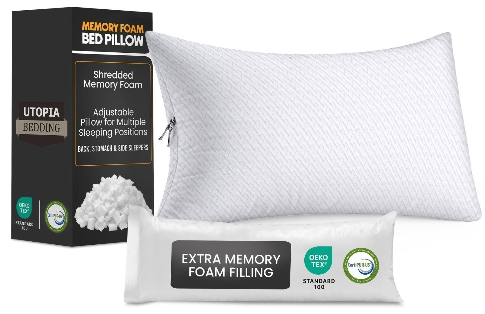 Utopia Bedding Shredded Memory Foam Pillows (King), Cooling Adjustable Bed...