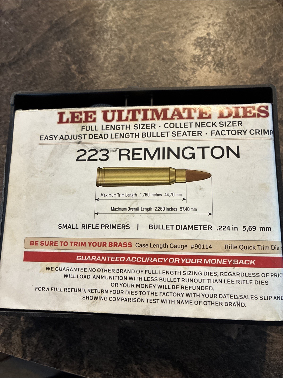 90694 Precision Reloading 223 Remington Ultimate Rifle Die Set Not Complete