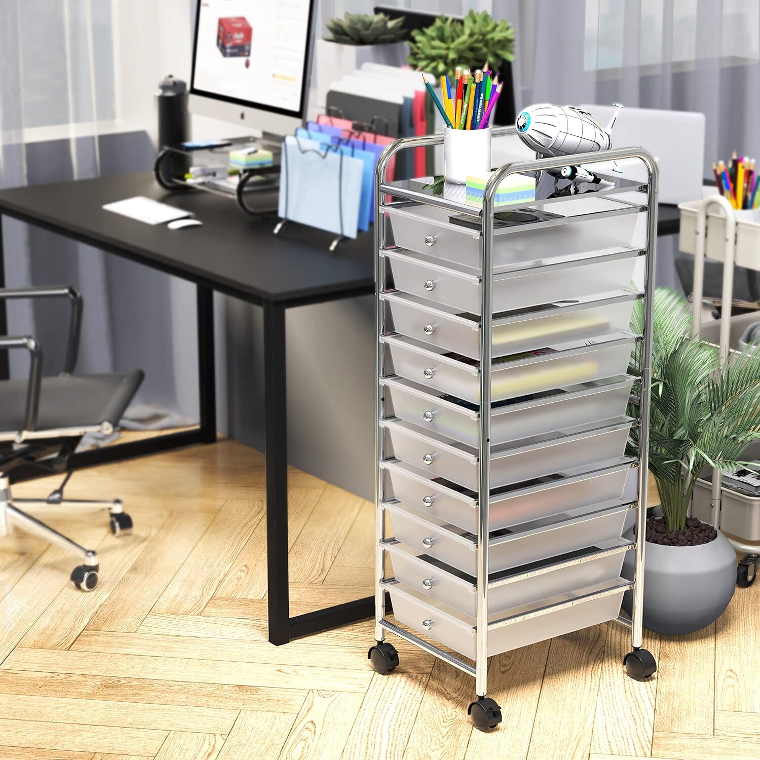 SimpleHouseware Utility Cart with 10 Drawers ,Rolling Storage