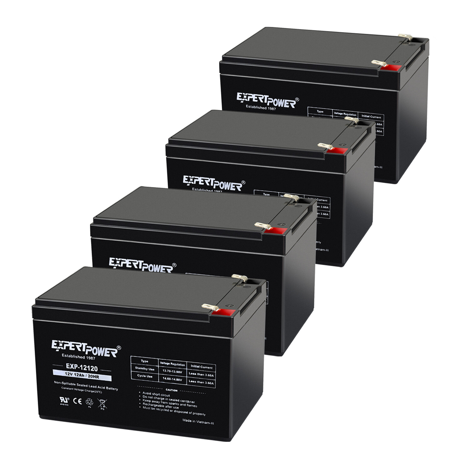 ExpertPower 4 Pack-12V 12AH SLA Battery Replacement for DURA12-12