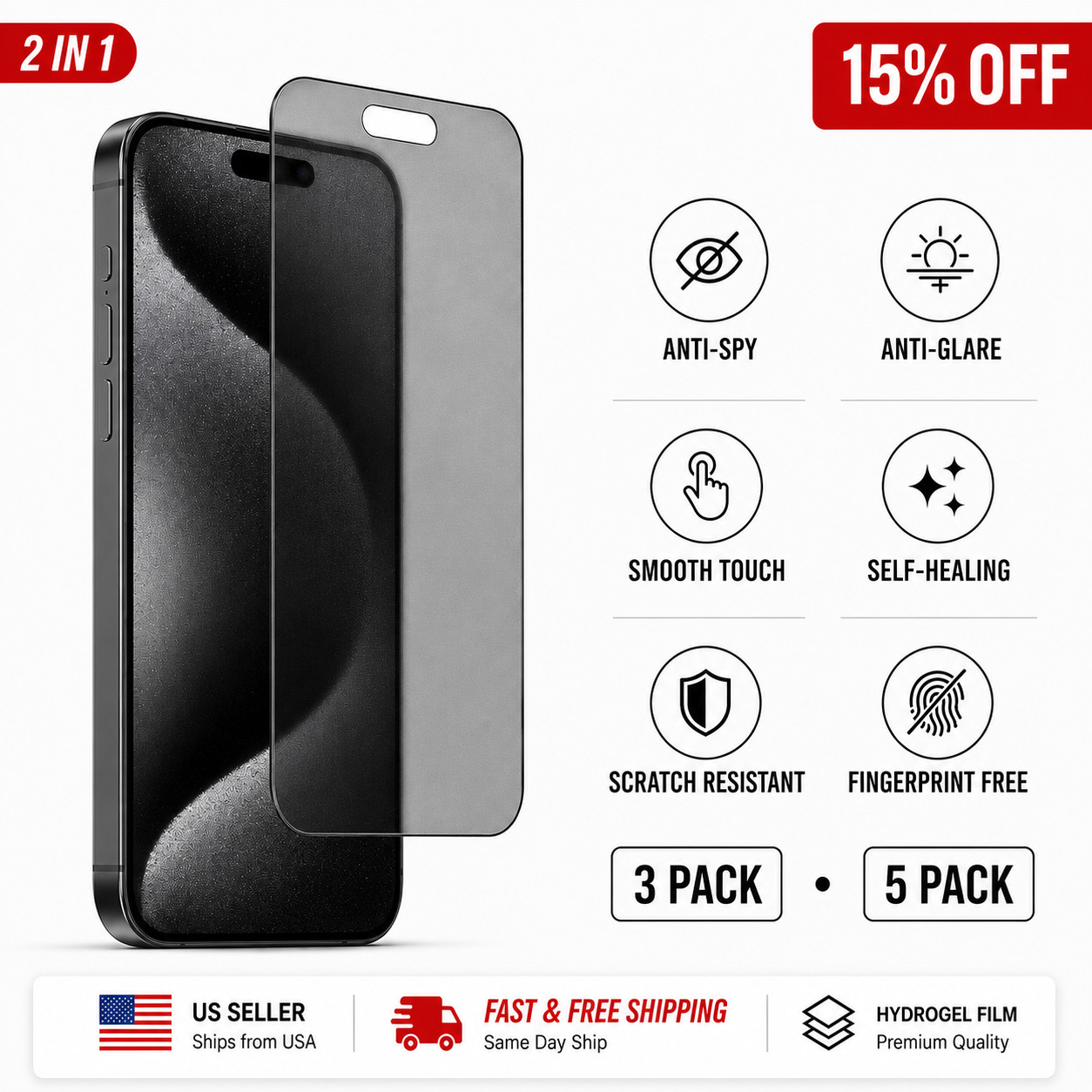 Privacy Anti Spy Matte Screen Protector For iPhone 17 16 15 14 13 12 Air Pro Max